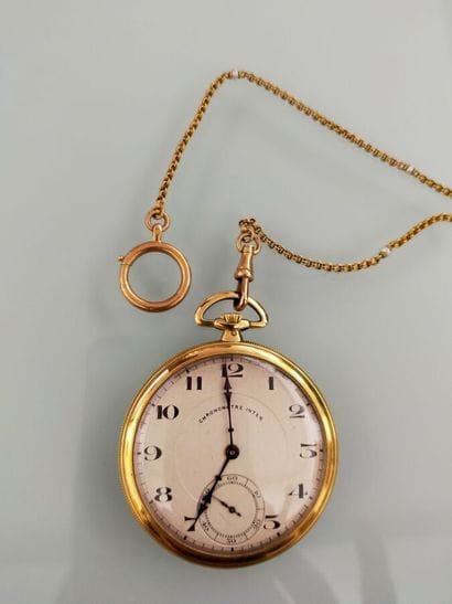 Chronometer in 18K yellow gold, enamelled...