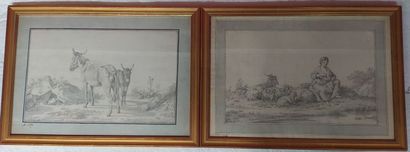 Set of two drawings, one of a mother and...