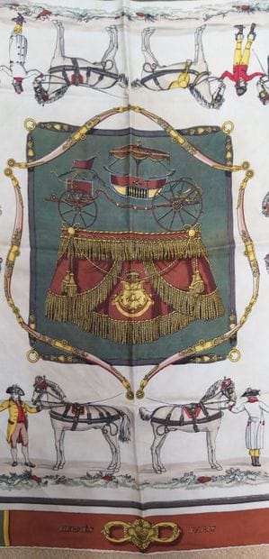 HERMES
Set of two silk squares: 
 - English-style...