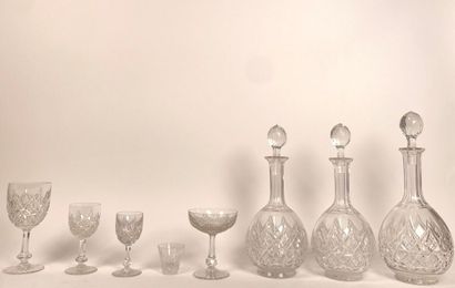 BACCARAT. Set of cut crystal glasses, 'Colbert'...