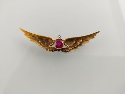 Barrette brooch in 18K yellow gold set with...