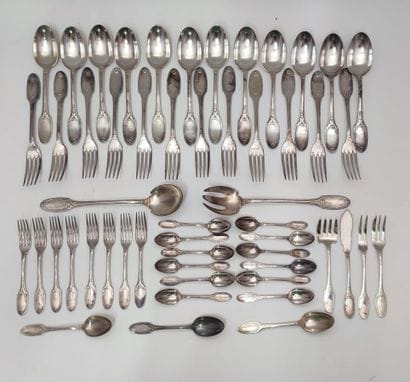 CHRISTOFLE
Set of silver-plated cutlery with...