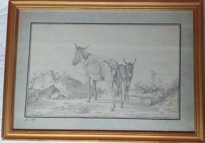 Set of two drawings, one of a mother and...