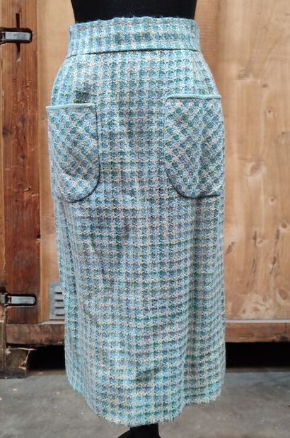 CARVEN
Outfit in blue-checked fabric with...