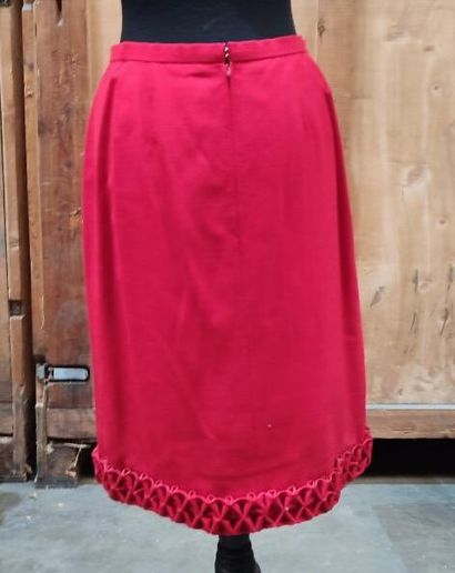 CARVEN
Red fabric set with jacket and skirt,...