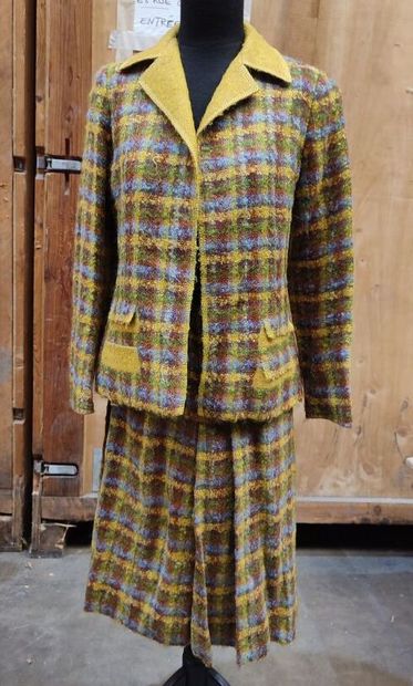 CARVEN
Yellow-checked wool ensemble with...