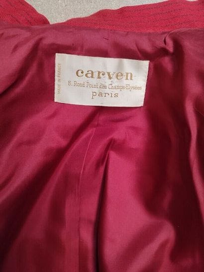 CARVEN
Outfit in red felt with fine black...