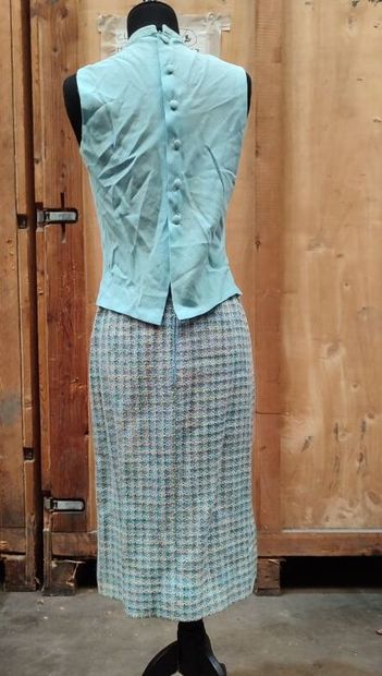 CARVEN
Outfit in blue-checked fabric with...