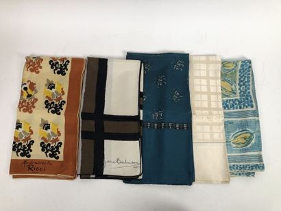 Lot of five silk and silk blend squares including...