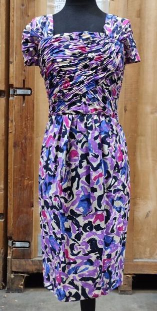 CARVEN 
Silk dress with purple, blue and...