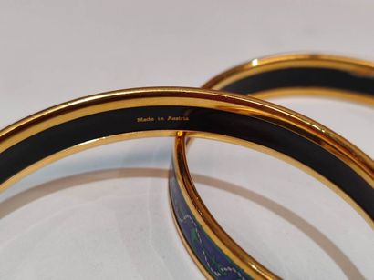 HERMES
Set of two enameled anchor bracelets,...