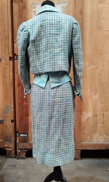 CARVEN
Outfit in blue-checked fabric with...