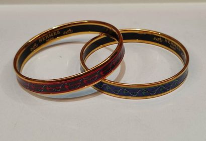 HERMES
Set of two enameled anchor bracelets,...