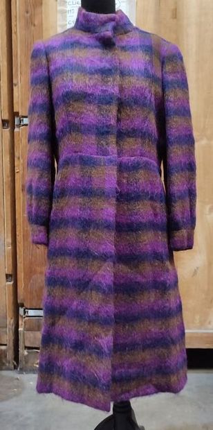 CARVEN
Purple check wool coat and scarf

Size...