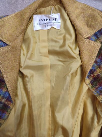 CARVEN
Yellow-checked wool ensemble with...