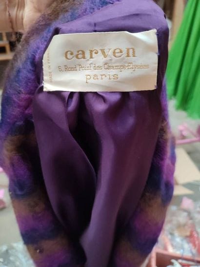 CARVEN
Purple check wool coat and scarf

Size...