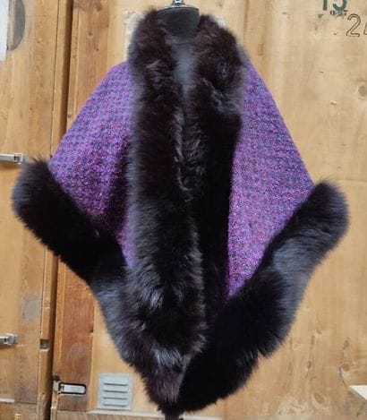 Set of two shawls, one in purple felt and...