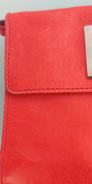 FURLA red leather and chain clutch bag
(scratches...