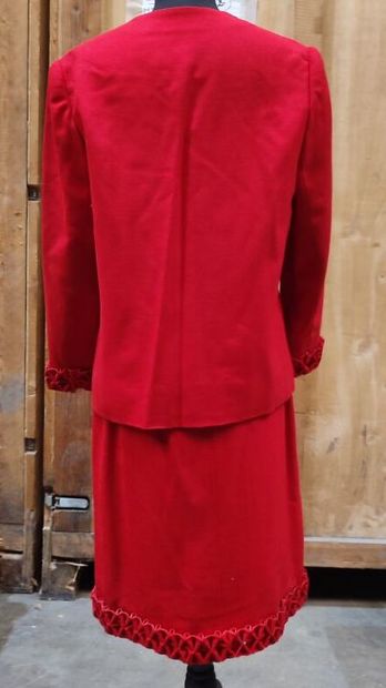 CARVEN
Red fabric set with jacket and skirt,...
