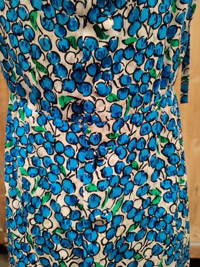 CARVEN 
Strapless dress in silk with blue...