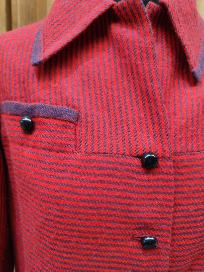 CARVEN
Set of two jackets, one in red wool...