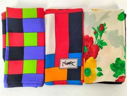 YVES SAINT LAURENT
Set of two silk squares...