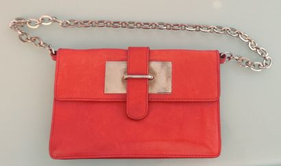 FURLA red leather and chain clutch bag
(scratches...