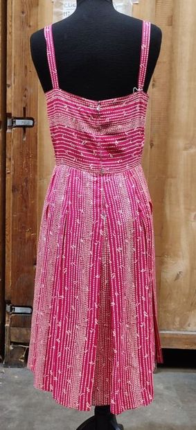 CARVEN
Strapless midi-length dress with white-patterned...
