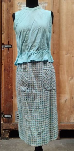 CARVEN
Outfit in blue-checked fabric with...