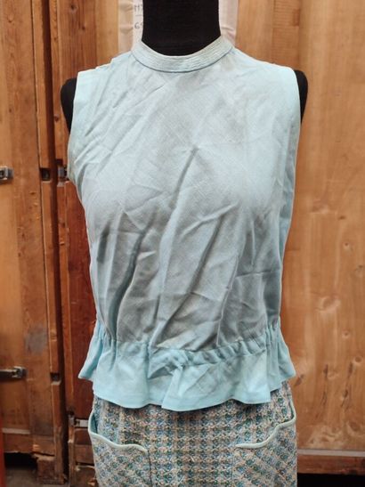 CARVEN
Outfit in blue-checked fabric with...
