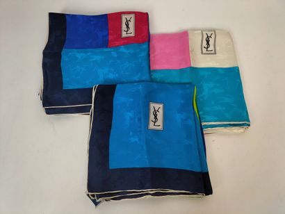 YVES SAINT LAURENT
Set of three silk squares...