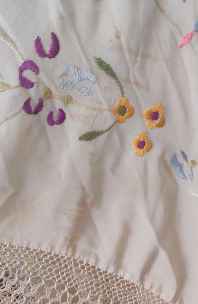 Set of two fringed shawls comprising: 
-...