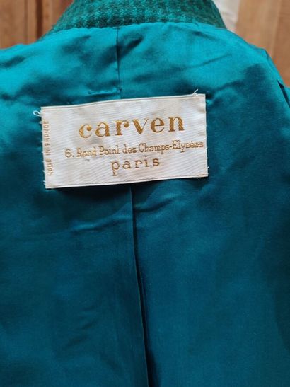 CARVEN
Duck green ensemble with felt check...