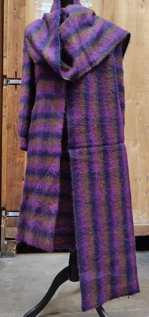CARVEN
Purple check wool coat and scarf

Size...