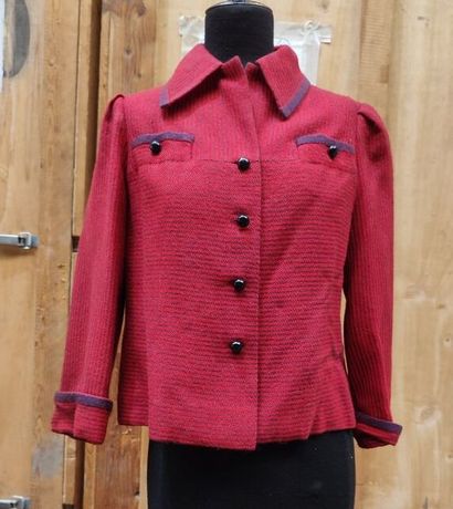 CARVEN
Set of two jackets, one in red wool...