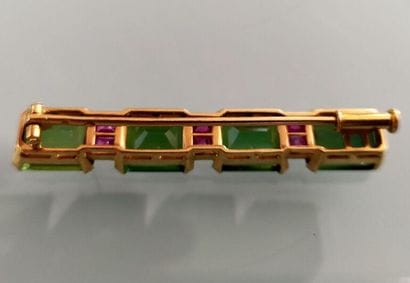 Barrette brooch in 750 thousandths yellow...