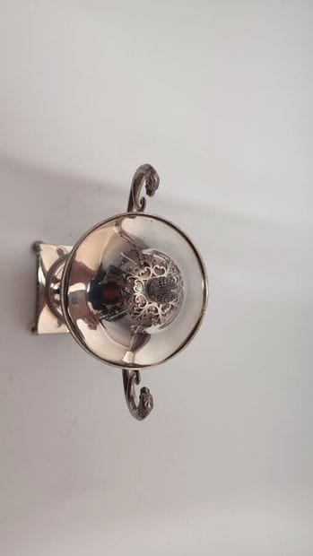 Covered sugar bowl in openwork silver 950...