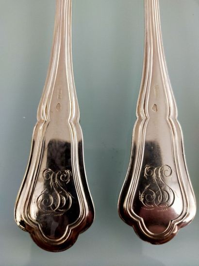 Part of a silver menagère 800 thousandths,...