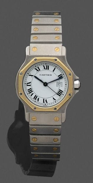 CARTIER
SANTOS OCTAGONAL.
80'S
Bracelet watch...