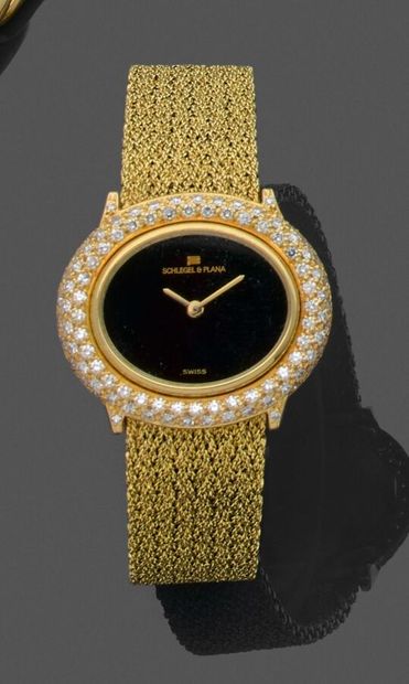 Montre bracelet de dame en or jaune 750 millièmes,...