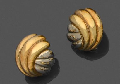 Pair of earrings in two-tone 750 thousandths...