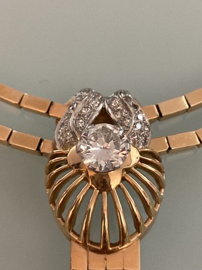 Two-row articulated necklace in 750 thousandths...