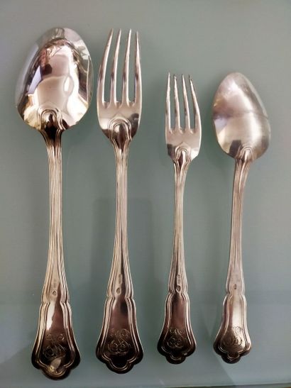 Part of a silver menagère 800 thousandths,...