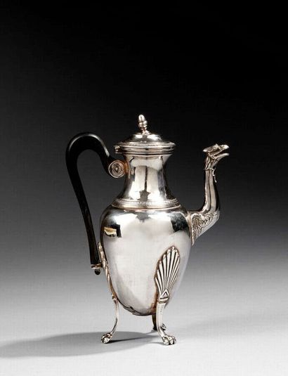 Silver egg-shaped 950-milliliter coffee pot,...