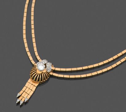 Two-row articulated necklace in 750 thousandths...