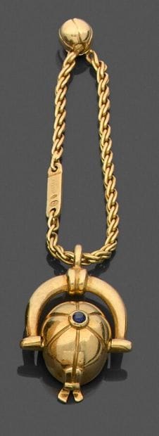 750 thousandths yellow gold key ring with...