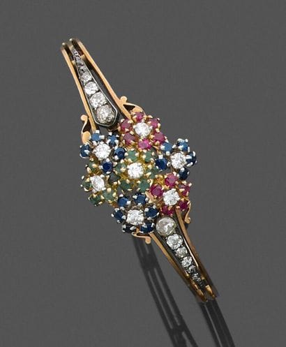 Rigid, opening bracelet in yellow gold 750...