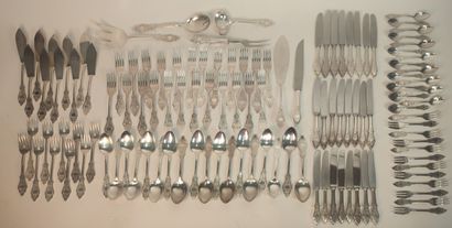 800-thousandths silver dinner service, contoured...