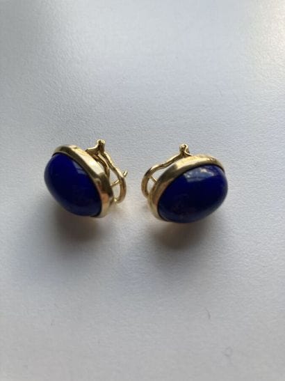 Pair of earrings in 750 thousandths yellow...