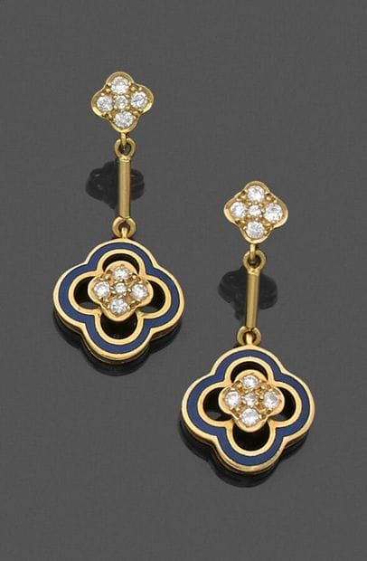 Paire de boucles d'oreilles en or jaune 750...
